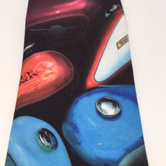 Harley-Davidson Motorcycles Custom Tanks Men’s Neck Tie Vintage USA Made - Picture 4 of 12